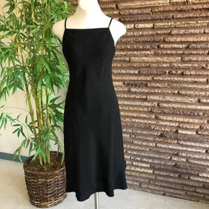 Jones New York Black Beaded Midi Slip Dress